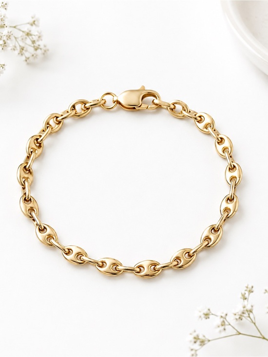 Jewelry - 10k Yellow Gold 7” Gucci Puff Mariner Bracelet NEW Made in Italy